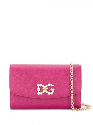 Клатч с декорированным логотипом Dolce & Gabbana. Цвет: розовый