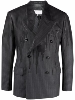 Однобортный пиджак с эффектом потертости Maison Margiela. Цвет: серый