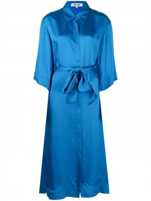 Атласное платье-рубашка Tanza DVF Diane von Furstenberg. Цвет: синий