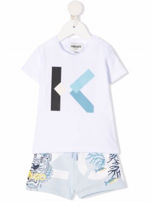 Комплект из футболки и шортов Kenzo Kids. Цвет: белый