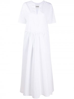 Платье-трапеция с короткими рукавами Jil Sander. Цвет: белый