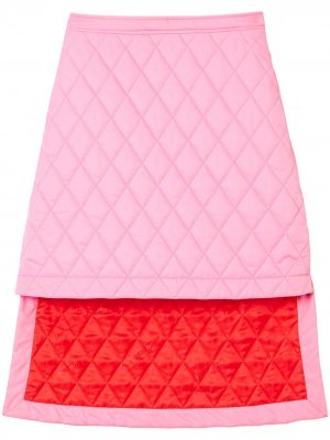 Стеганая юбка асимметричного кроя Burberry. Цвет: розовый