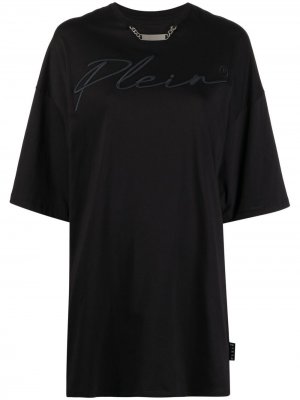 Платье-футболка с вышитым логотипом Philipp Plein. Цвет: черный