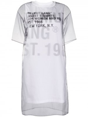 Платье-футболка с прозрачной вставкой Helmut Lang. Цвет: белый