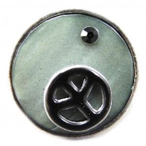 [G0243] - Серо-зеленое дизайнерское кольцо с перламутром NOA