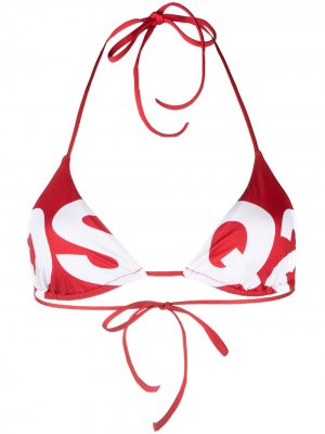 Лиф бикини с логотипом и вырезом халтер Dsquared2. Цвет: красный