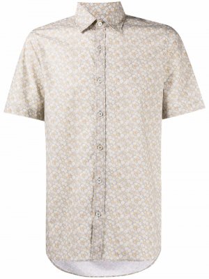 Рубашка с геометричным принтом и короткими рукавами Canali. Цвет: желтый