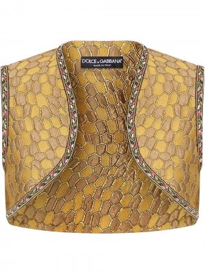 Укороченный жилет с жаккардовым узором Dolce & Gabbana. Цвет: коричневый