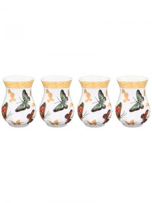 Набор из 4-х вазочек под зубочистки Бабочки Elan Gallery. Цвет: белый, зеленый, золотистый