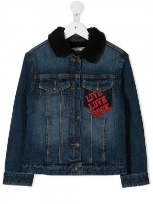 Джинсовая куртка с надписью Zadig & Voltaire Kids. Цвет: синий