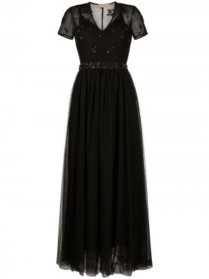 Длинное декорированное платье из тюля TWINSET. Цвет: черный