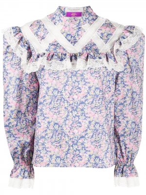 Блузка с оборками и цветочным принтом Philosophy Di Lorenzo Serafini. Цвет: фиолетовый