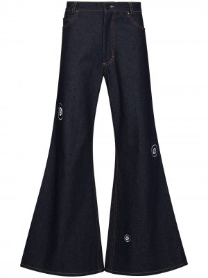 Расклешенные джинсы с вышивкой DUOltd. Цвет: синий
