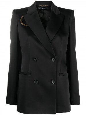 Двубортный пиджак с вырезом Versace. Цвет: черный