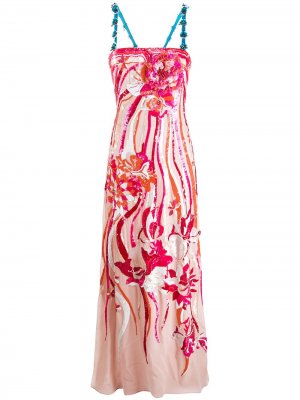Платье с цветочной аппликацией и пайетками Emilio Pucci. Цвет: нейтральные цвета