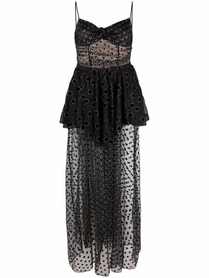 Прозрачное платье макси с вышивкой For Love And Lemons. Цвет: черный