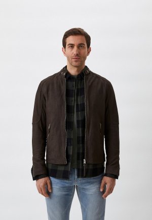Куртка кожаная AllSaints. Цвет: коричневый