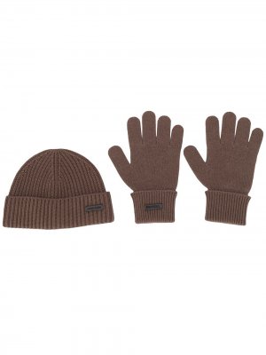 Комплект из шапки бини и перчаток Dsquared2. Цвет: коричневый