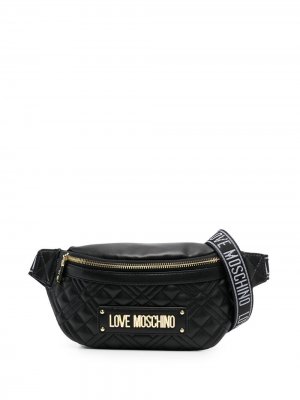 Стеганая поясная сумка с логотипом Love Moschino. Цвет: черный