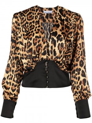 Блузка с леопардовым принтом Paco Rabanne. Цвет: коричневый