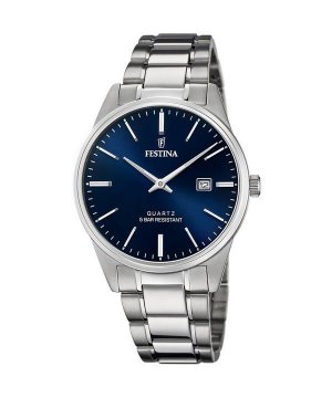 Festina Classics Кварцевые мужские часы из нержавеющей стали с синим циферблатом F20511-3