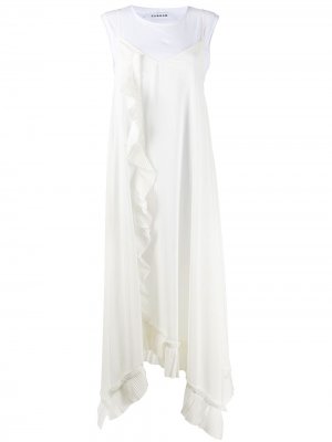 Платье с плиссированными оборками P.A.R.O.S.H.. Цвет: белый