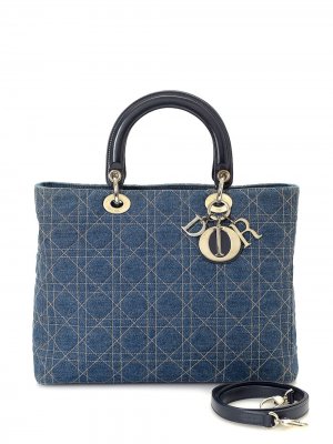 Большая сумка Lady Dior Cannage pre-owned Christian. Цвет: синий