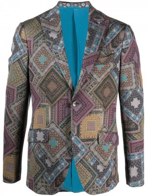 Однобортный пиджак с геометричным принтом Etro. Цвет: фиолетовый