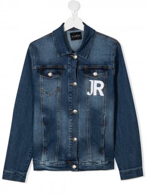 Джинсовая куртка с логотипом John Richmond Junior. Цвет: синий