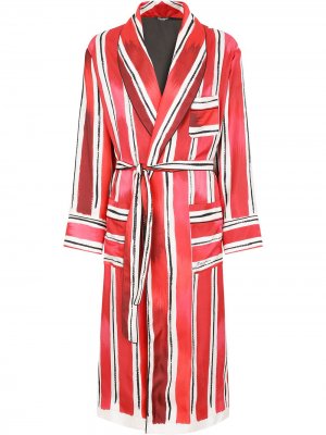 Полосатый халат с поясом Dolce & Gabbana. Цвет: красный