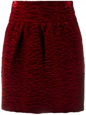 Фактурная юбка мини с завышенной талией Saint Laurent. Цвет: красный