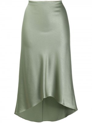 Атласная юбка с асимметричным подолом Alice+Olivia. Цвет: зеленый
