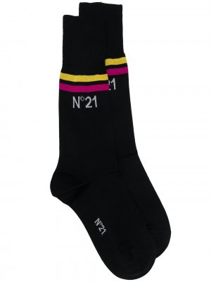 Носки в полоску с логотипом Nº21. Цвет: черный