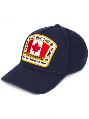 Бейсбольная кепка с заплаткой канадским флагом Dsquared2. Цвет: синий