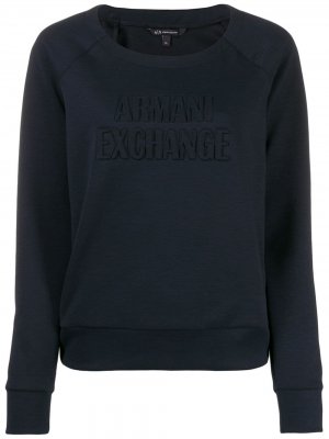Джемпер с тисненым логотипом Armani Exchange. Цвет: синий
