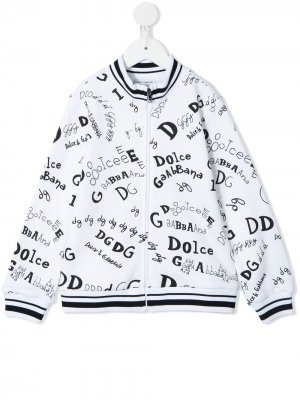 Кардиган на молнии с логотипом Dolce & Gabbana Kids. Цвет: разноцветный