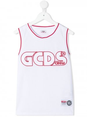 Топ без рукавов с логотипом Gcds Kids. Цвет: белый