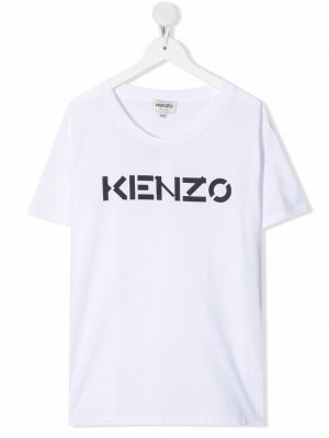 Футболка с логотипом Kenzo Kids. Цвет: белый