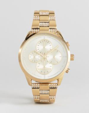 Золотистые часы с хронографом  MK6519 Slater Michael Kors. Цвет: золотой