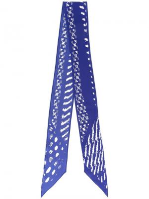 Шелковый шарф с абстрактным узором Rockins. Цвет: синий