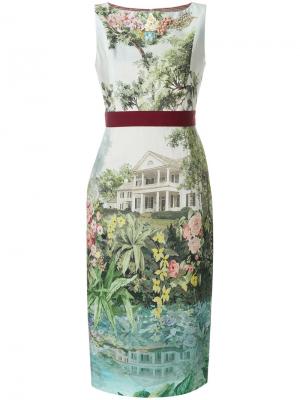 Приталенное платье миди с цветочным принтом Antonio Marras. Цвет: разноцветный