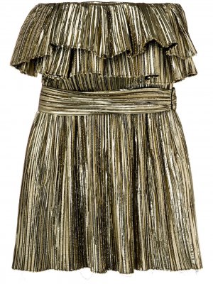 Metallic ruffle cocktail dress Saint Laurent. Цвет: золотистый