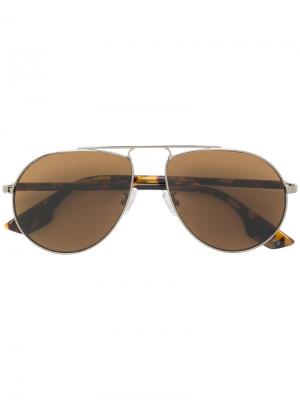 Солнцезащитные очки-авиаторы в черепаховой оправе Mcq By Alexander Mcqueen Eyewear. Цвет: коричневый