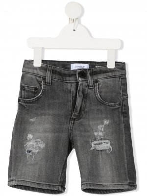 Джинсовые шорты с эффектом потертости Dondup Kids. Цвет: серый