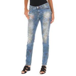 Длинные джинсовые брюки с эффектом поношенности и узким низом 70DB50254 женщина MET