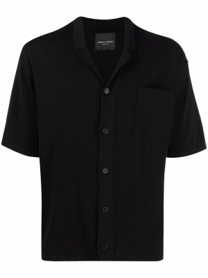 Рубашка с короткими рукавами и заостренным воротником Roberto Collina. Цвет: черный