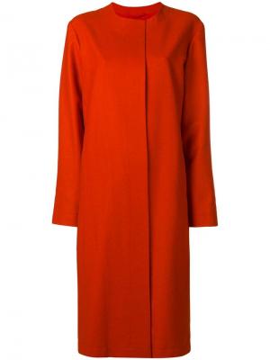 Однобортное приталенное пальто Liska. Цвет: оранжевый