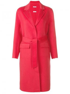 Однобортное пальто с поясом P.A.R.O.S.H.. Цвет: красный