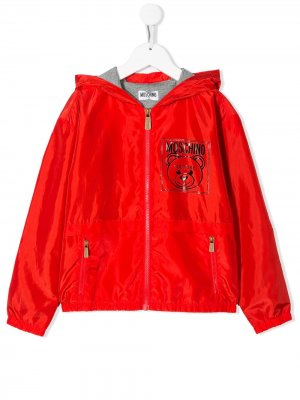 Непромокаемая куртка с логотипом Moschino Kids. Цвет: красный