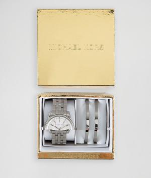 Подарочный набор с серебристыми часами и браслетом  MK3746 Ritz Michael Kors. Цвет: серебряный